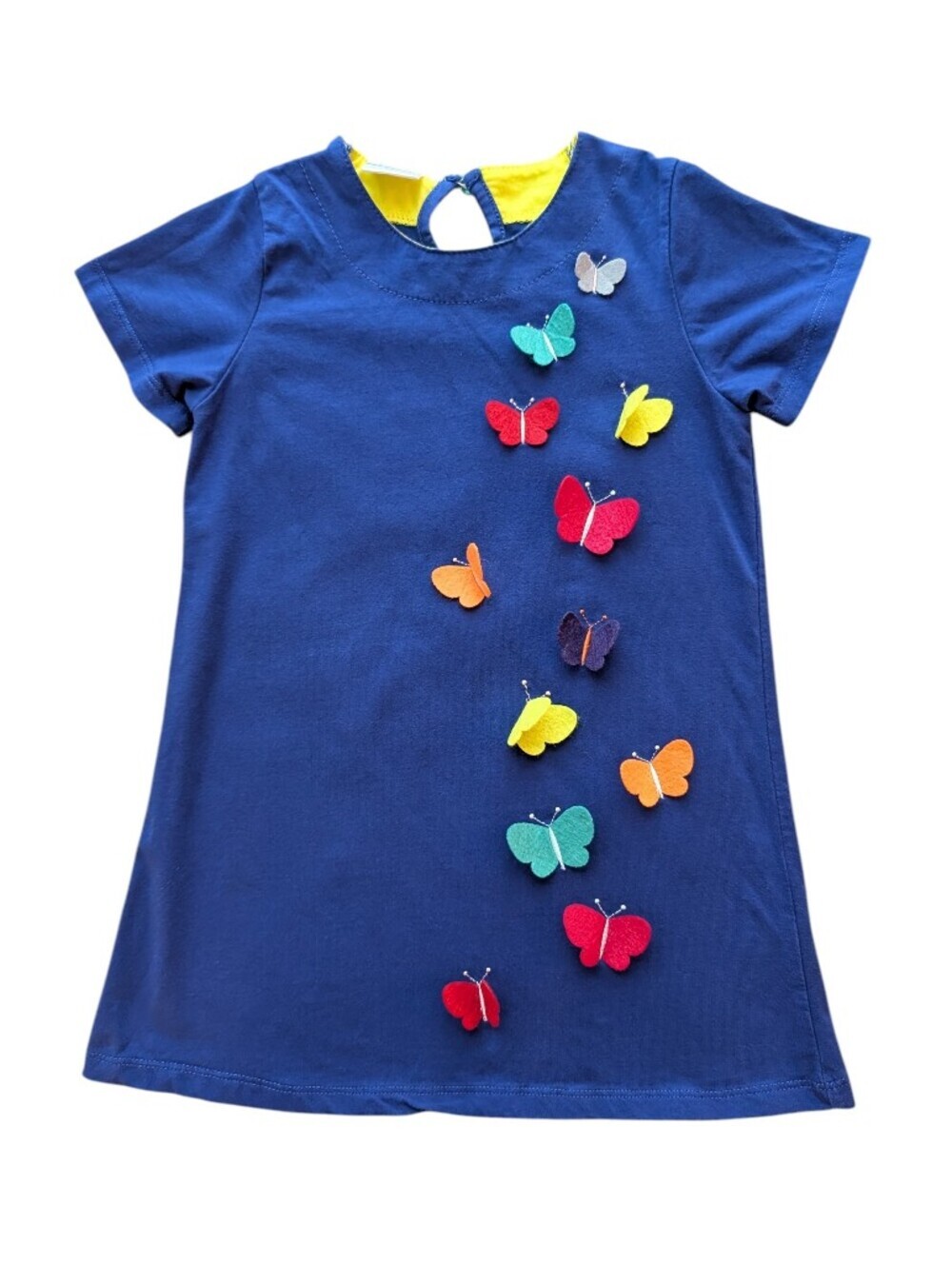 Vikita Navy Girls Butterfly Applique Dress Cotton Size 5-6
